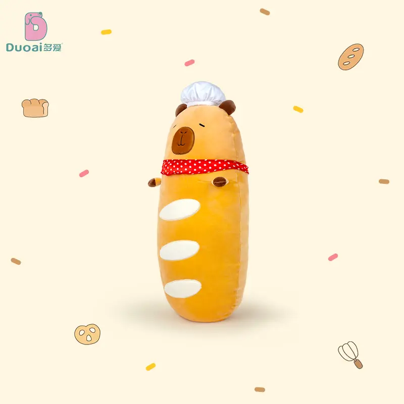62cm Kawaii Capybara Plush Toy Stuffed  Chef's Cap Capibara Long Sleep Soft Pillow Sofa Cushion Nap Sleeping Toys for Kids