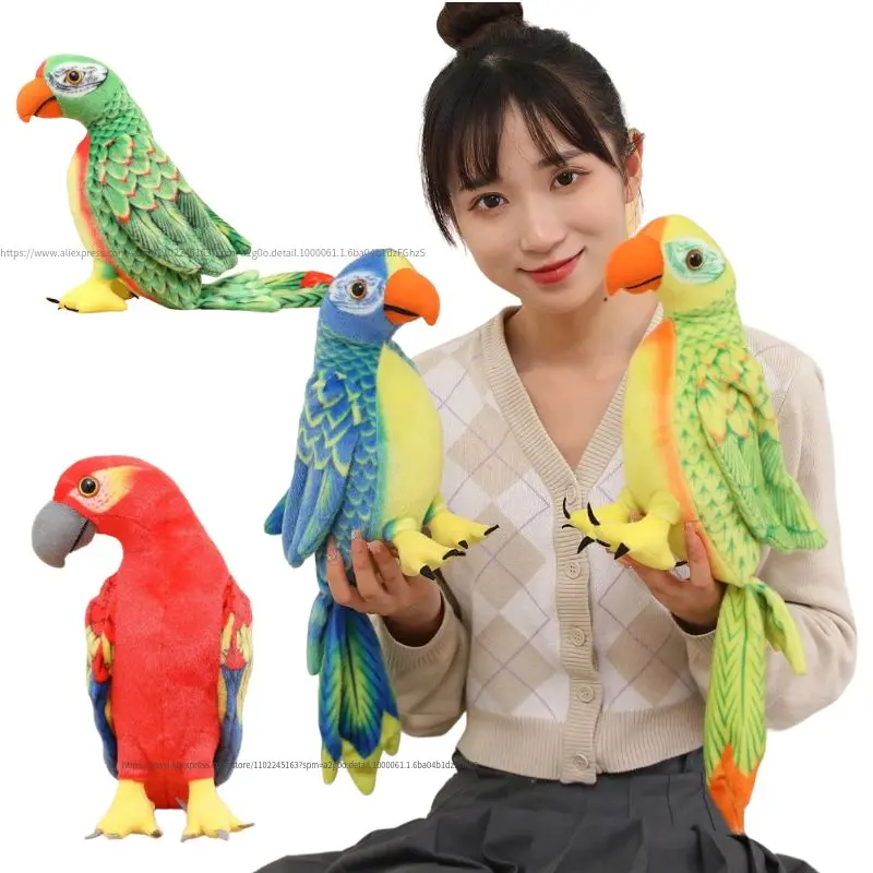50/70cm Cute Lifelike Parrot Plush Stuffed Animal Toy Soft Kawaii Simulation Bird Dolls for Children Girls Baby Birthday Gift