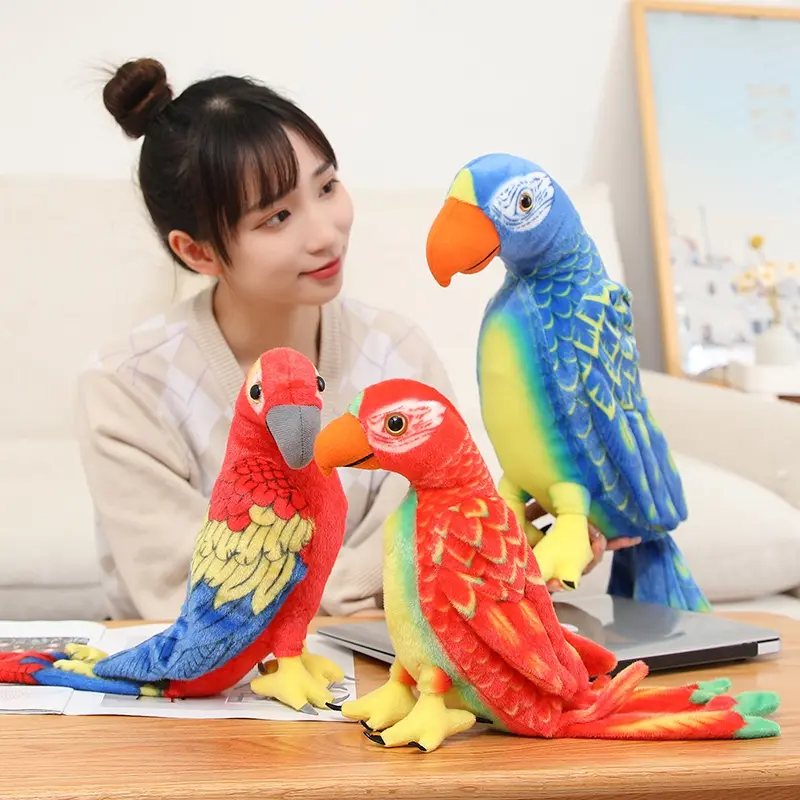 50/70cm Cute Lifelike Parrot Plush Stuffed Animal Toy Soft Kawaii Simulation Bird Dolls for Children Girls Baby Birthday Gift