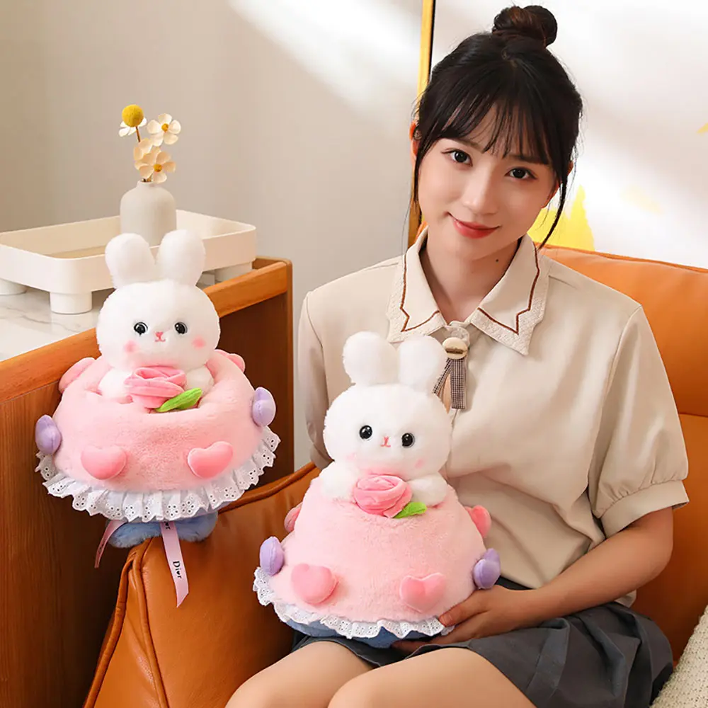 Cute Rabbit Bouquet Plush Toy Home Decor Kawaii Flowers Bunny Bear Doll Bouquet Girls Stuffed Toys Valentine's Day Birthday Gift