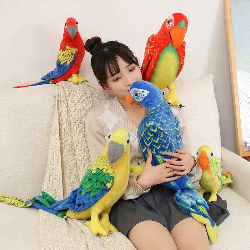 50/70cm Cute Lifelike Parrot Plush Stuffed Animal Toy Soft Kawaii Simulation Bird Dolls for Children Girls Baby Birthday Gift