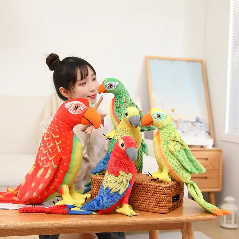 50/70cm Cute Lifelike Parrot Plush Stuffed Animal Toy Soft Kawaii Simulation Bird Dolls for Children Girls Baby Birthday Gift
