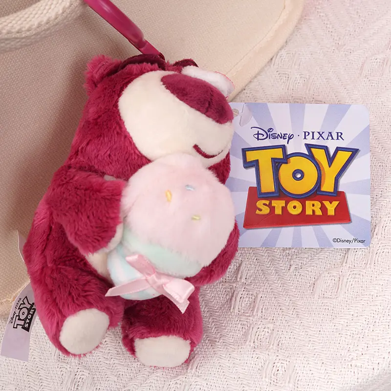 Disney Toy Story Lotso Plush Toy Keychain Cartoon & Cute Backpack Pendant Stuffed Doll keyring Children's Gift