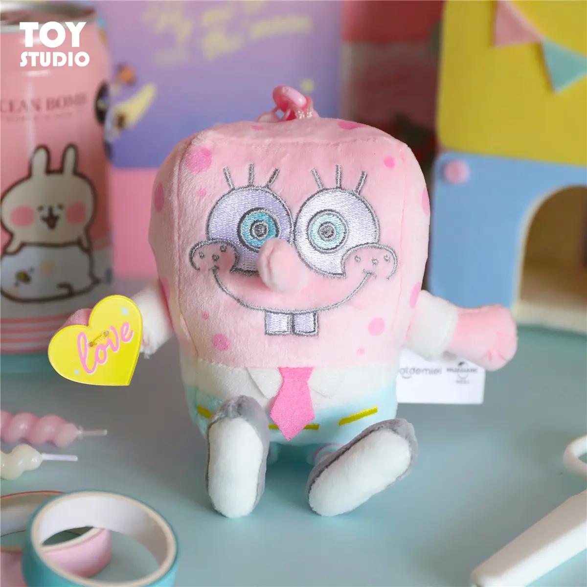 Anime Pink Spongebob Squarepants Patrick Star Kawaii Cartoon Keyring Stuffed Plush Toys Keychain Birthday party Gift For Kids