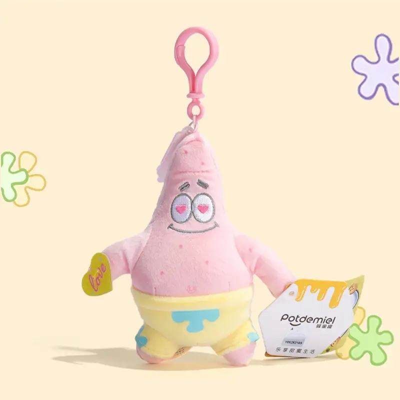 Anime Pink Spongebob Squarepants Patrick Star Kawaii Cartoon Keyring Stuffed Plush Toys Keychain Birthday party Gift For Kids