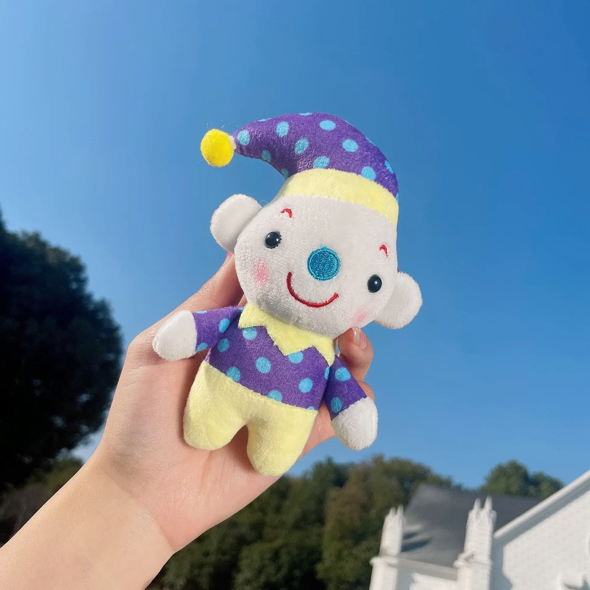 Clown Circus Cute Accessory Backpack BagKawaii Plush Toy Key Ring Cartoon Key Chain Car Pendant Soft Stuffed Birthday Xmas Gift