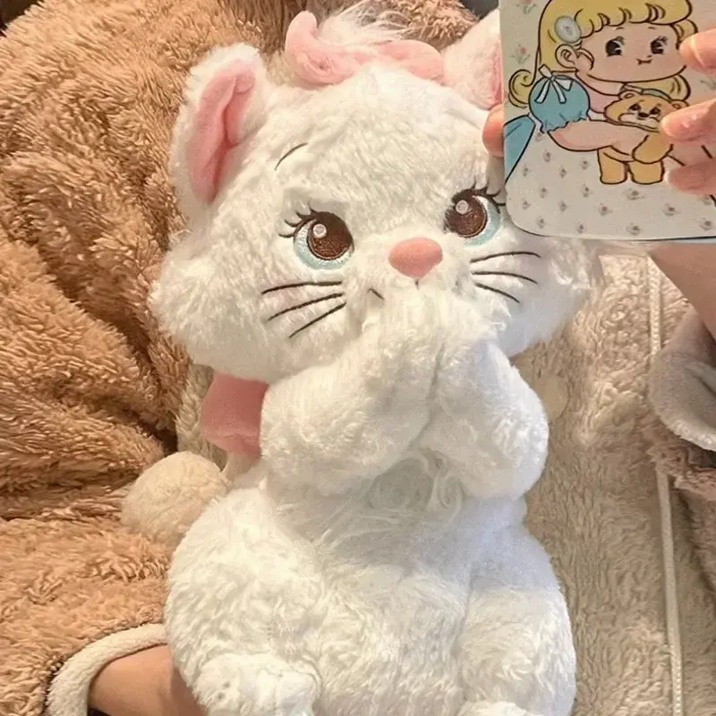 20-45cm Cartoon Disney Marie Cat Plush Dolls The Aristocats Sleepy Face Marie Bow Plushies Doll Soft Stuffed Animals Pet Toy Gir