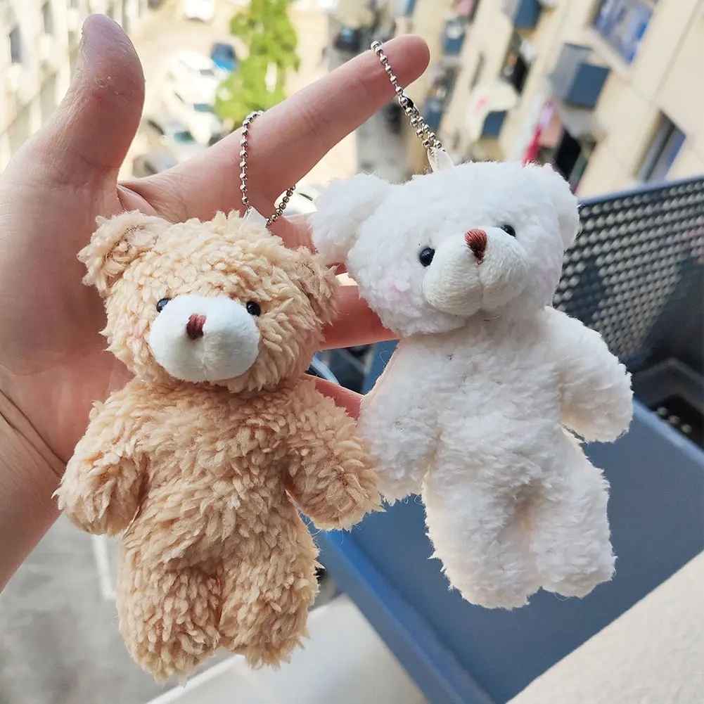 10cm/12cm Cute Bear Plush Keyring Pendant Soft Stuffed Plush Keychain Toy Backpack Pendant Birthday Gifts for Children