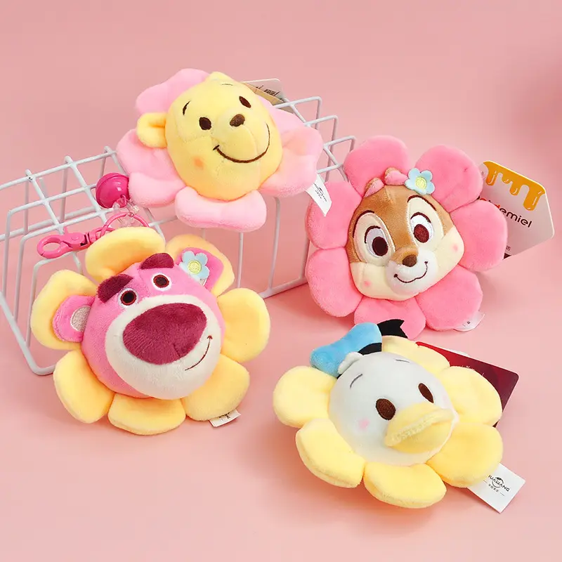 Cute strawberry Bear Winnie the Pooh Plush Toys Small Pendant Key Chains Stuffed Animals School Bag Hanging Gifts Kids Toys