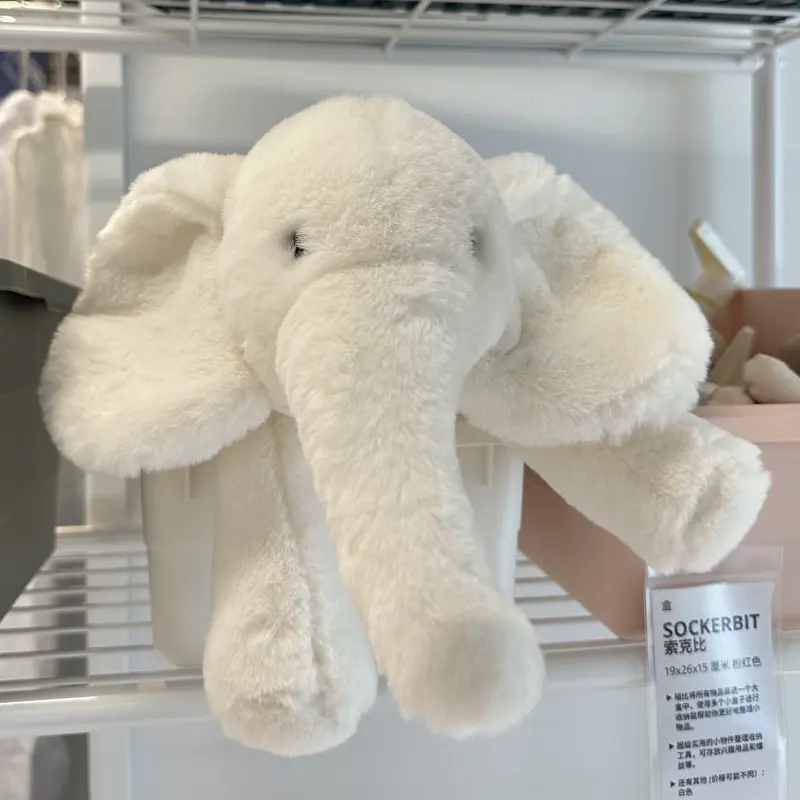 Fluffy Cute Nordic Style Plush Elephant Toy Lovely Lying Elephant Appease Toy Stuffed Soft for Girls Xmas Gift