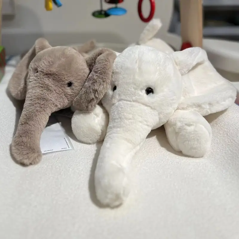 Fluffy Cute Nordic Style Plush Elephant Toy Lovely Lying Elephant Appease Toy Stuffed Soft for Girls Xmas Gift