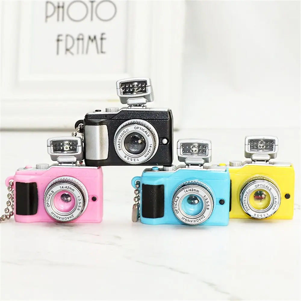 Mini Doll Camera Model with Flash Leather Lanyard Idol Cotton Doll Camera DIY Toy Dress Up Accessories Wholesale Retail