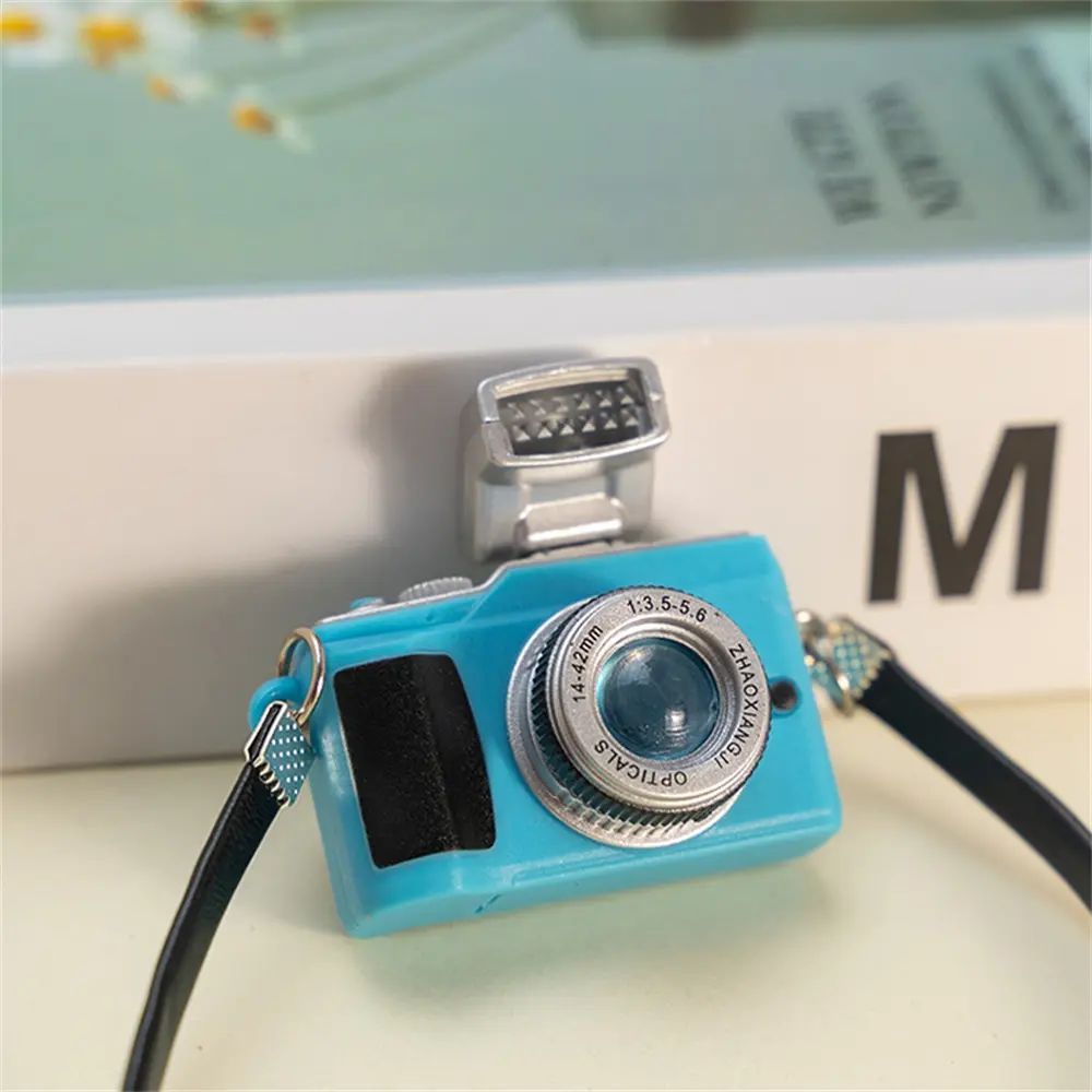 Mini Doll Camera Model with Flash Leather Lanyard Idol Cotton Doll Camera DIY Toy Dress Up Accessories Wholesale Retail