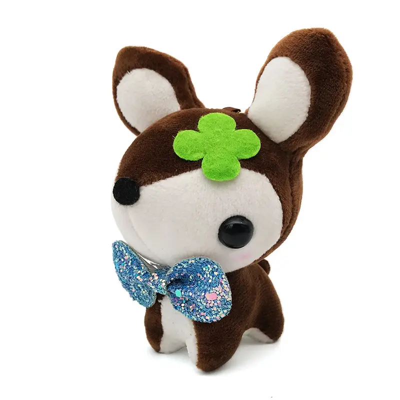 Cute Cartoon Soft Animal Plush Keychain Toy Bulldog Tiger Bear Elephant Dinosaur Deer Rabbit Raccoon Hairy Shark Cute Plush Gift