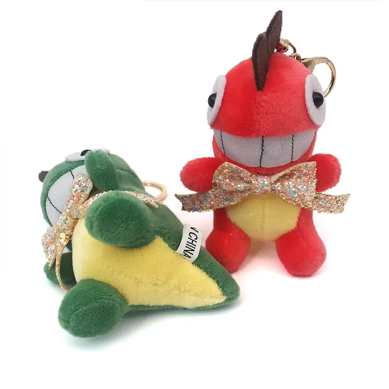 Cute Cartoon Soft Animal Plush Keychain Toy Bulldog Tiger Bear Elephant Dinosaur Deer Rabbit Raccoon Hairy Shark Cute Plush Gift