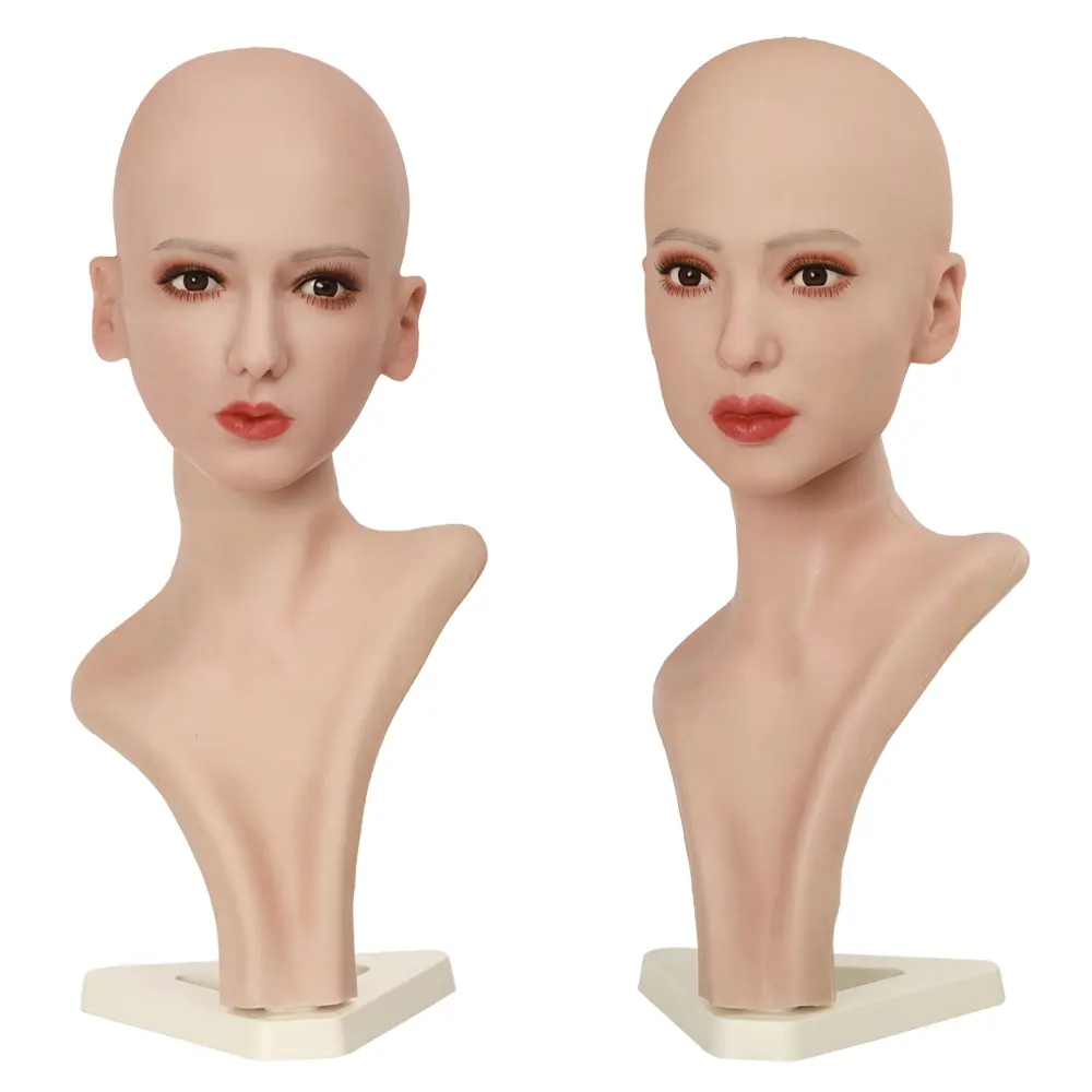 100% Silicone Display Model Head Silicone Doll Head Model Art Cosmetics Male Adult Toys Simulating Female Real Face Close Mouth