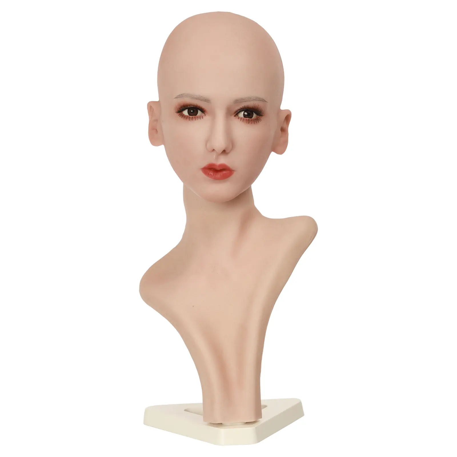 100% Silicone Display Model Head Silicone Doll Head Model Art Cosmetics Male Adult Toys Simulating Female Real Face Close Mouth