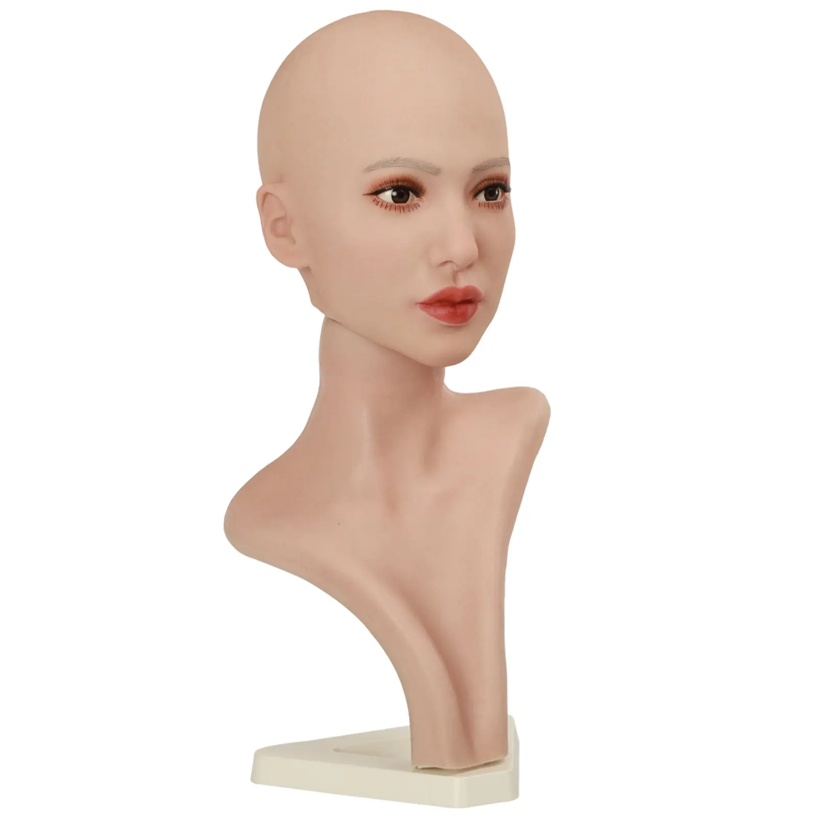 100% Silicone Display Model Head Silicone Doll Head Model Art Cosmetics Male Adult Toys Simulating Female Real Face Close Mouth