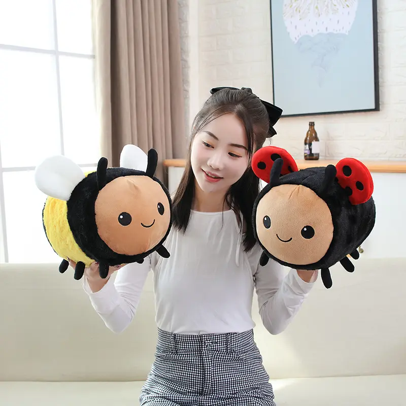 fuzzy bumblebee ladybug stuffed insect plush toy bee ladybird soft doll kids toys birthday Christmas gift for child