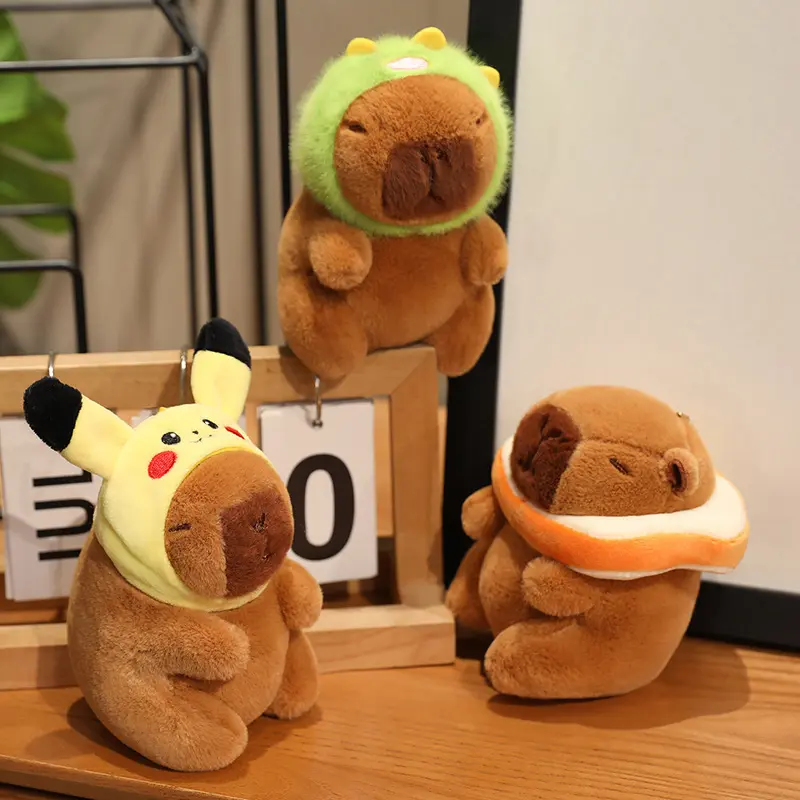 Headgear Capybara Plush Pendant Toy Kawaii Cartoon Kapibala Bag Accessory Cute Animal Stuffed Doll Keychain Kid Birthday Gift