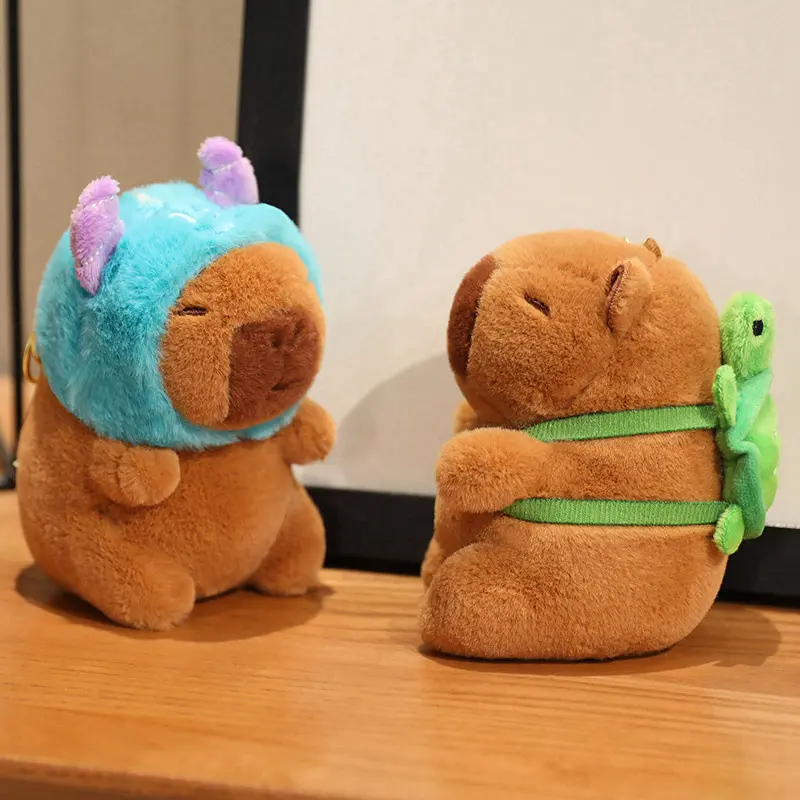 Headgear Capybara Plush Pendant Toy Kawaii Cartoon Kapibala Bag Accessory Cute Animal Stuffed Doll Keychain Kid Birthday Gift