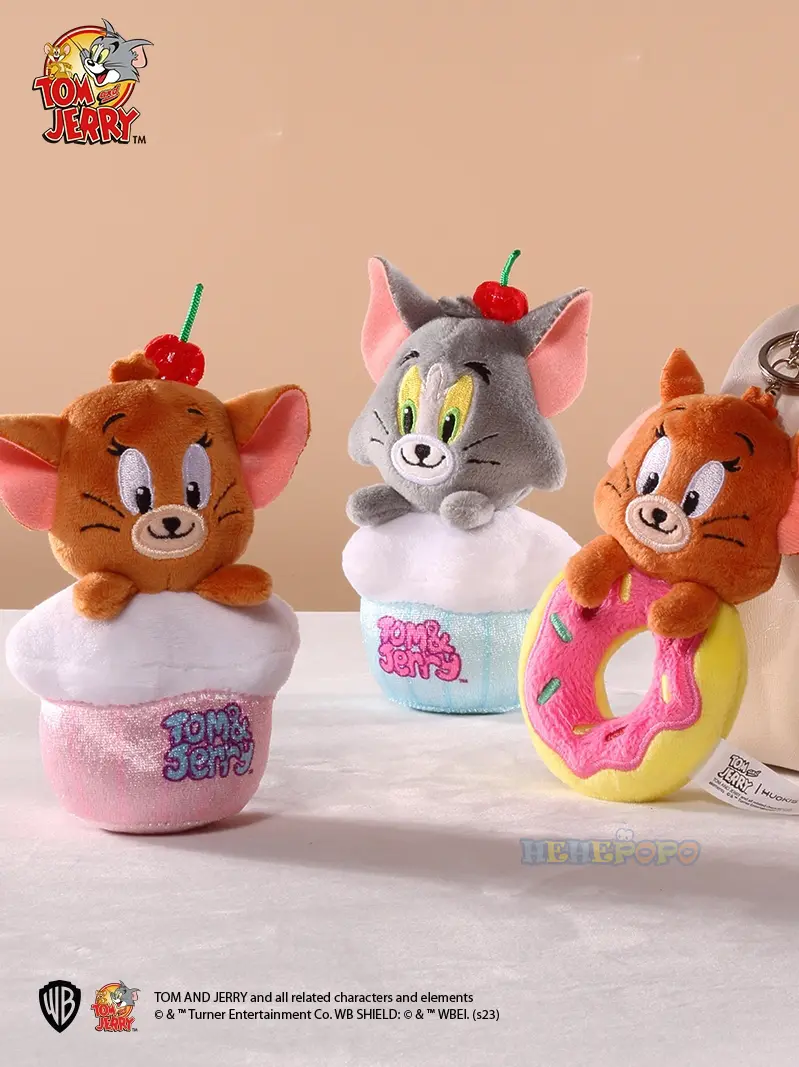 Original Tom and Jerry Plush Keychains Cosplay Cheese Toast Bagel Cake Jerry Hamburger TOM Lovely Cute Gift Toy Toy