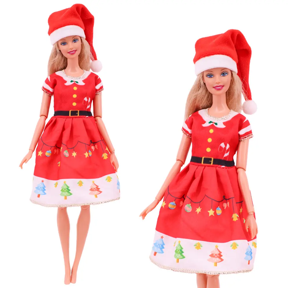 Kawaii Christmas Collection Fashion Cute Doll Clothing Accessories 2Pcs=Hat+Clothes Fits 30cm 1/6 BJD Blythe Doll Kids Toy Gift