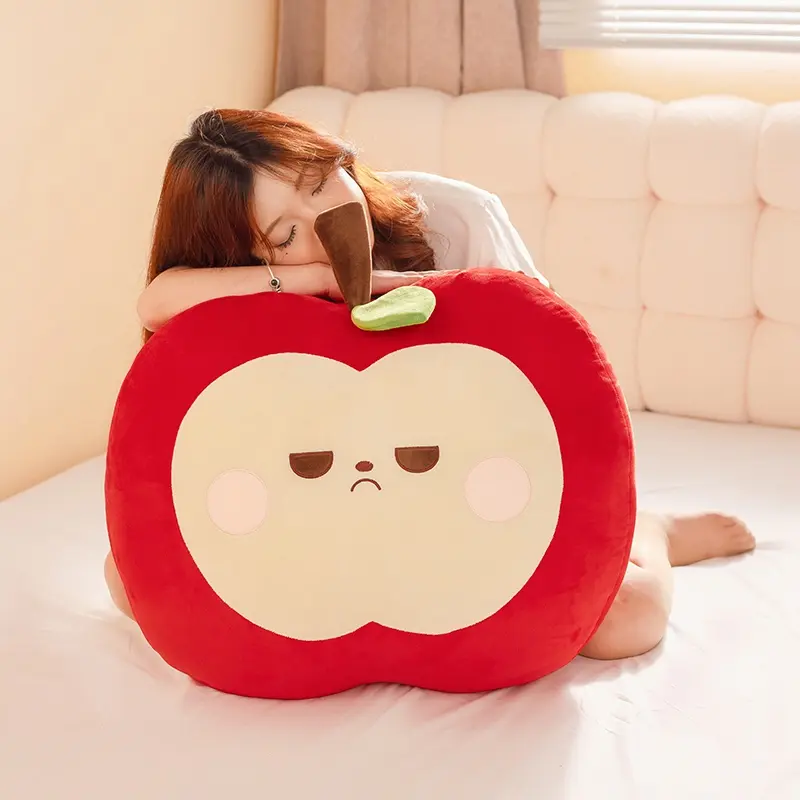 Squishy Red or Green Apple Plush Toy Pillow Stuffed Soft Fruit Apple Doll Cute Huggable Pillow Kids Christmas Birthday Gift