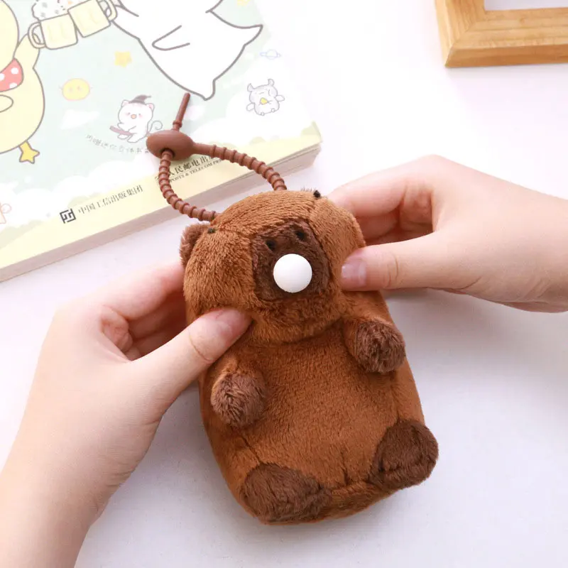 Squeezing Capybara Plush Keychain Pendant Simulation Capibara Anime Fluffty Toy Stuffed Animals Doll Plush Stress Relief Toy