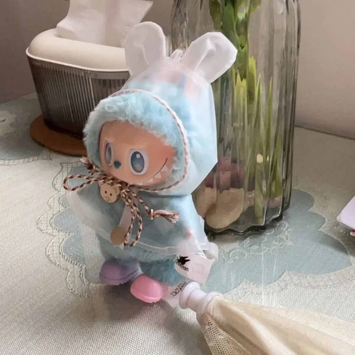 17cm Labubu Raincoat with Boots Doll Clothes Heartbeat Macaron Outfits Labubu DIY Accessories
