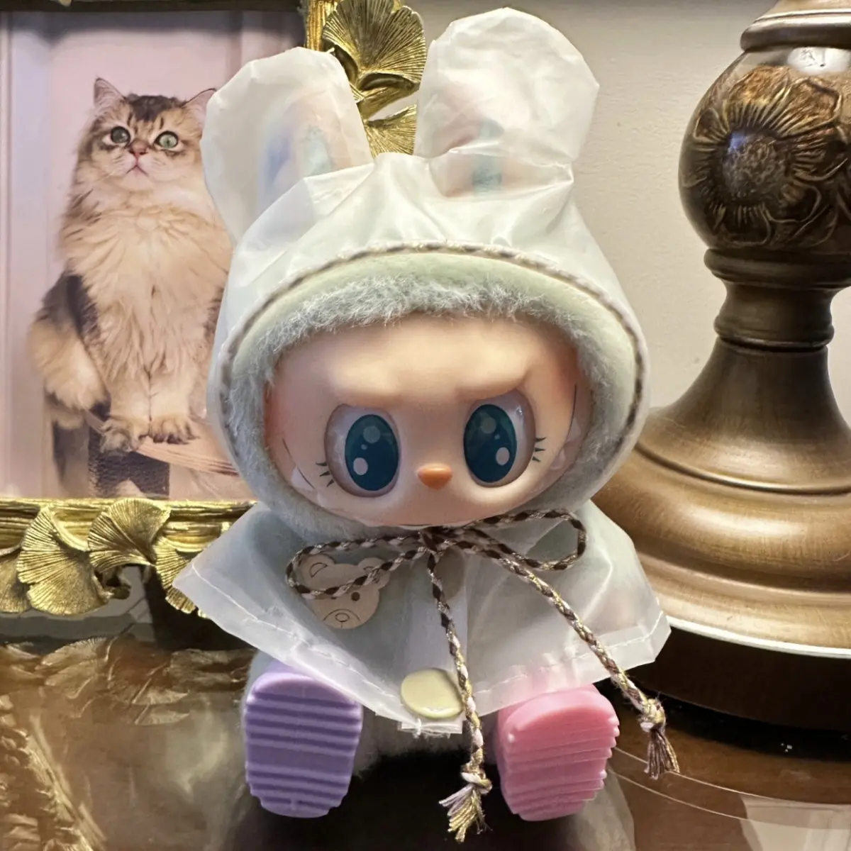 17cm Labubu Raincoat with Boots Doll Clothes Heartbeat Macaron Outfits Labubu DIY Accessories