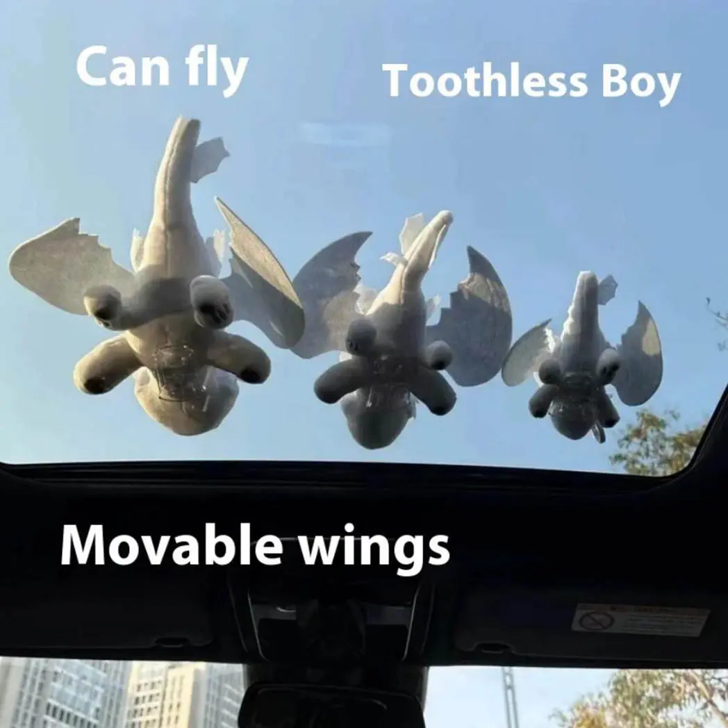 20/27/35CM 2025 New Fashion Car Accessories Plush Toys Removable Buckle Little Dragon The Wings Can Move Boys Gift Not charged