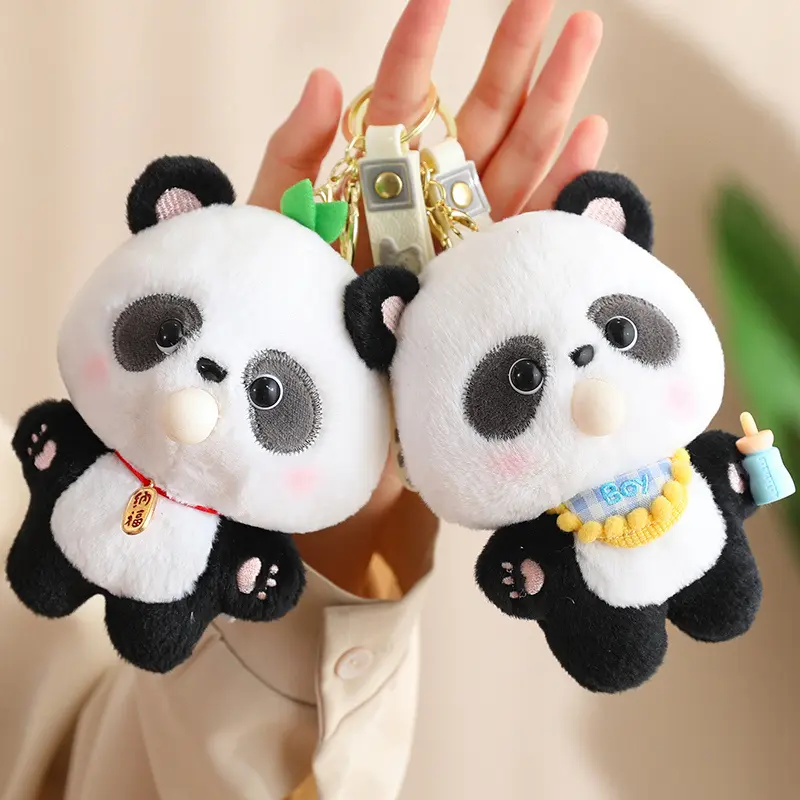 Can Bubble Panda Plush Keychain Cartoon Doll Pendant for Women Bag Kawaii Plushies Toys Car Keyring Holiday Gift