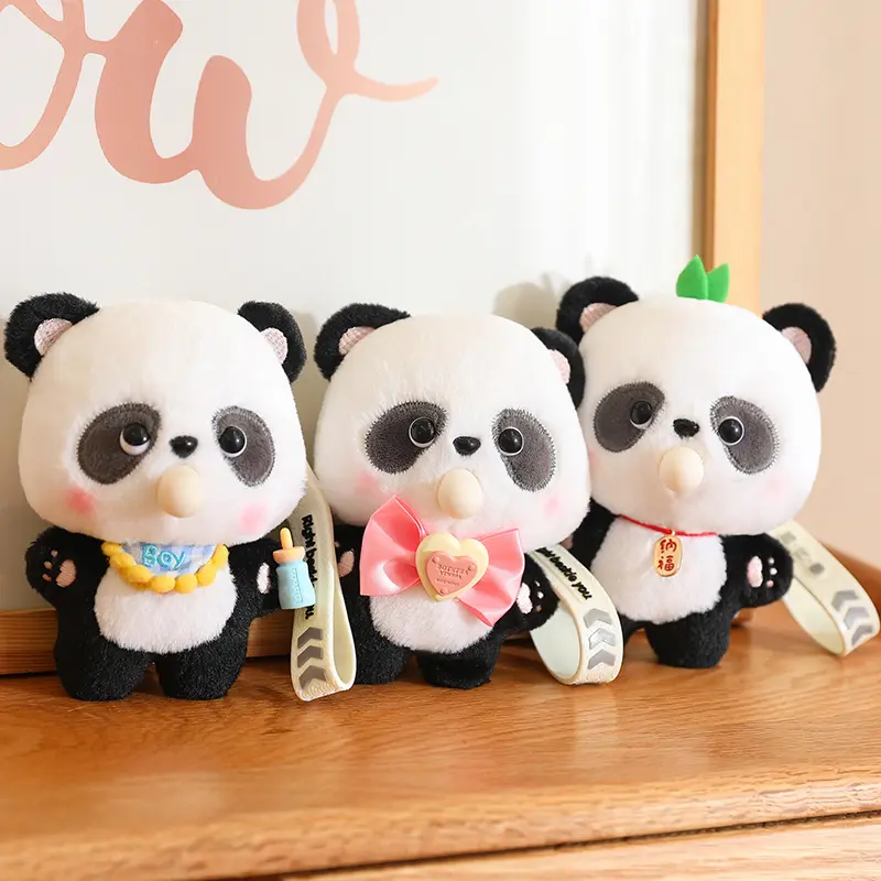 Can Bubble Panda Plush Keychain Cartoon Doll Pendant for Women Bag Kawaii Plushies Toys Car Keyring Holiday Gift
