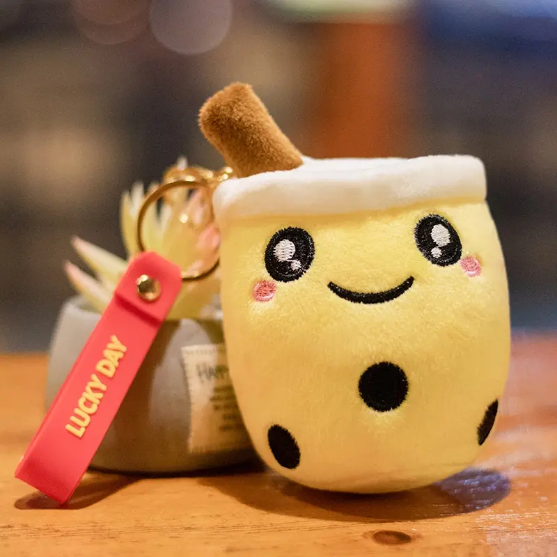 Cute Milk Tea Plush Doll Toys Pendant  Bag Accessories Keychain Pendant Bag Car Pendant Children's Gifts
