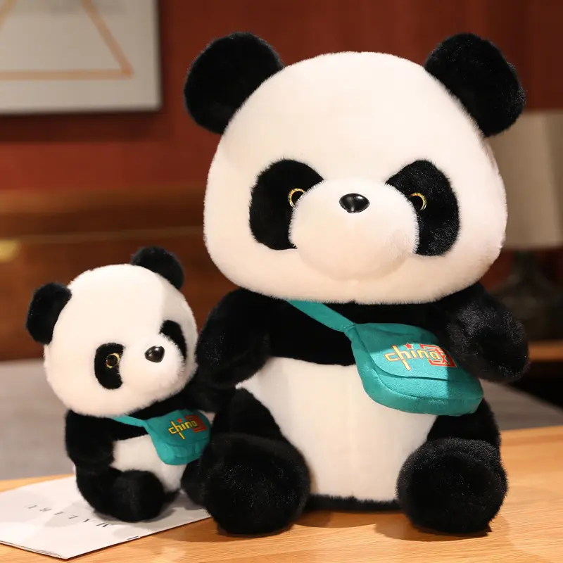 Cute Baby Panda With Bag Plush Toys Lovely Soft Stuffed Cartoon Animals Dolls For Birthday Christmas Gift