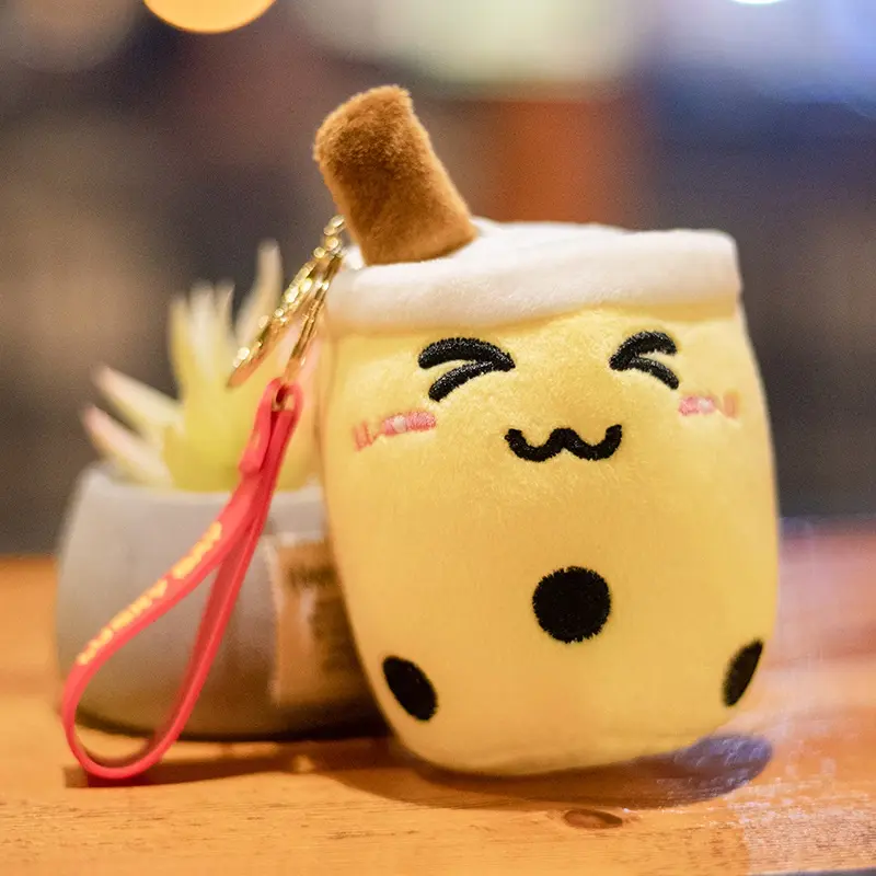 Cute Milk Tea Plush Doll Toys Pendant  Bag Accessories Keychain Pendant Bag Car Pendant Children's Gifts