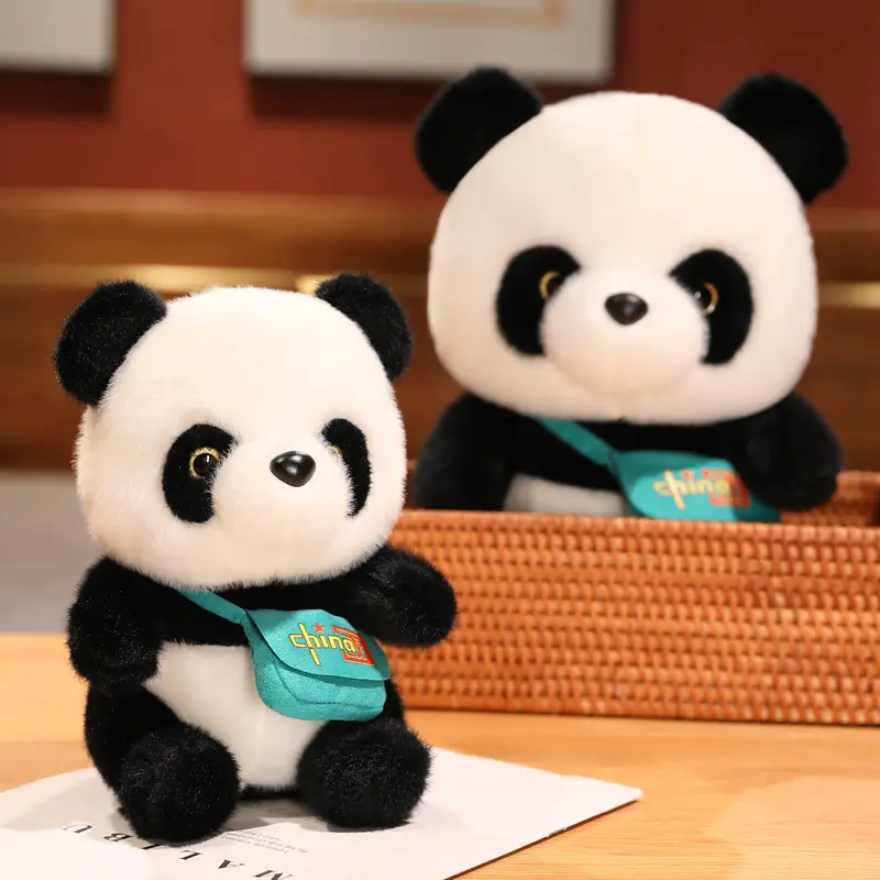Cute Baby Panda With Bag Plush Toys Lovely Soft Stuffed Cartoon Animals Dolls For Birthday Christmas Gift