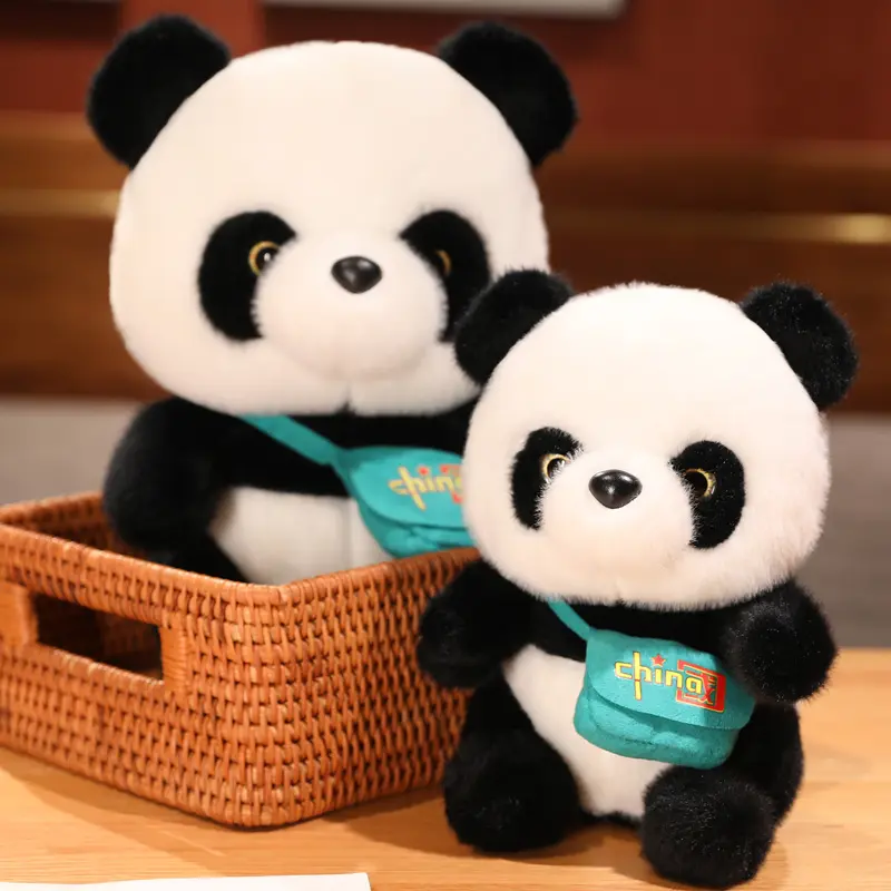 Cute Baby Panda With Bag Plush Toys Lovely Soft Stuffed Cartoon Animals Dolls For Birthday Christmas Gift