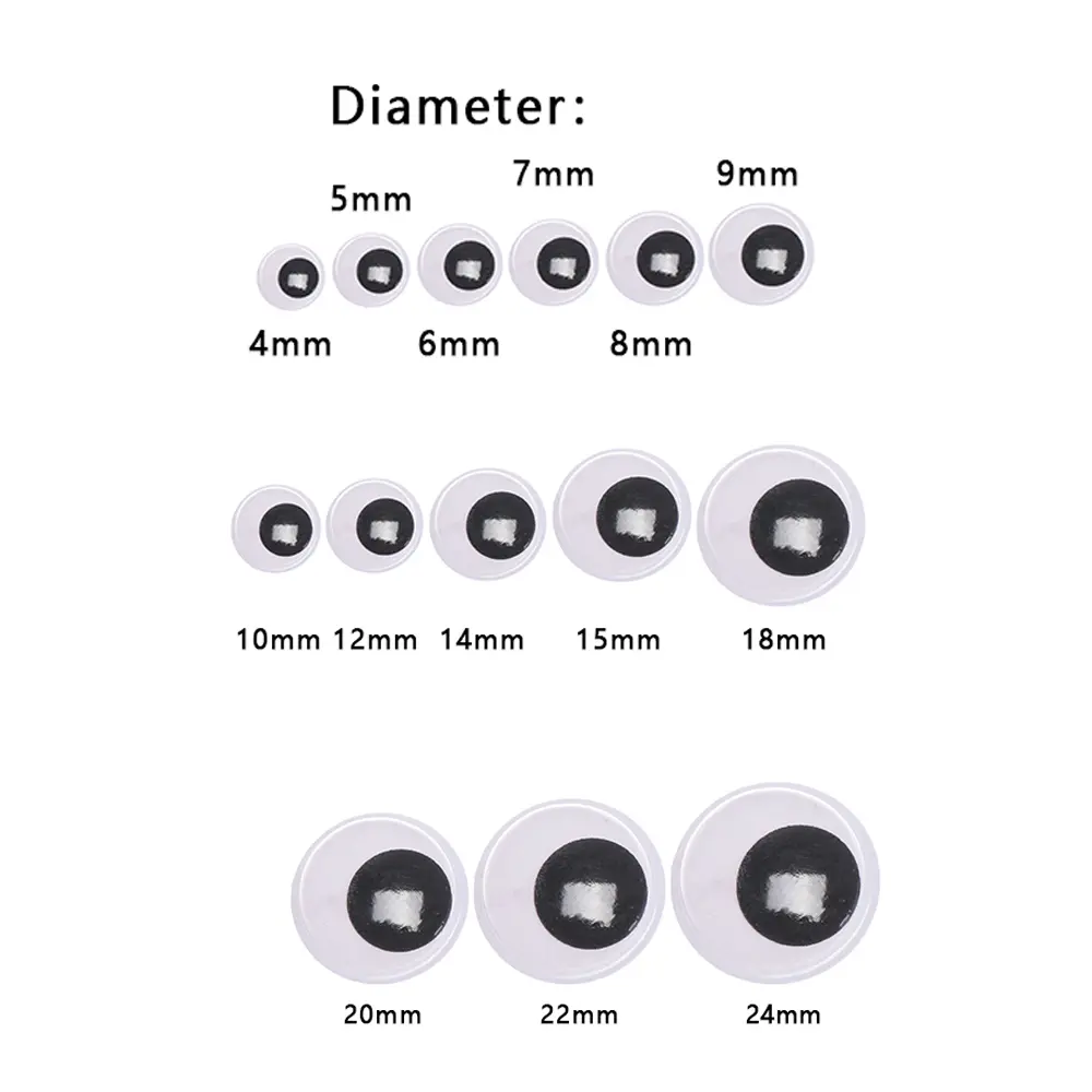 100PCS Black With White Doll Eyes Puppet Making Dinosaur Stuffed Toys Eyes Not Self-adhesive DIY Creative Gift Craft Accessories