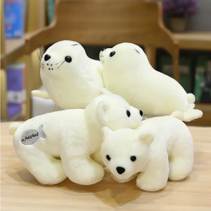 24/28cm Cute Sea World Animal White Sea Lion Seals Plush Doll Cute Cartoon Polar Bear Panda Stuffed Toy For Children Kids Girls