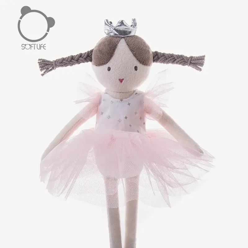 34cm Pink Ballet Girl Doll with Princess Crown High Quality Stuffed Toy for Babies and Children Companion Sleeping Mate  Color