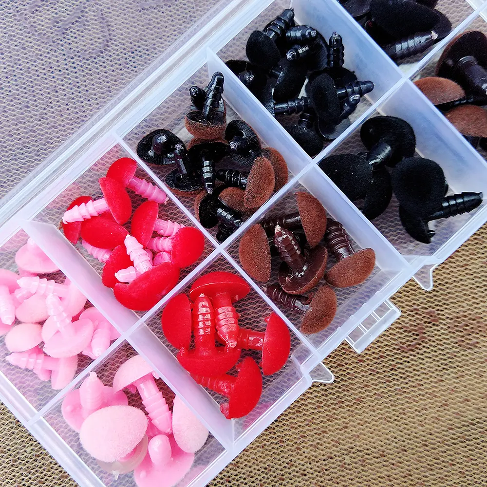 70pcs Plastic Safety Noses For Crochet Toys Amigurumi Mix Set Box Pink/Red/Black/Brown Nose Animal for Bear Puppet Dolls Toys