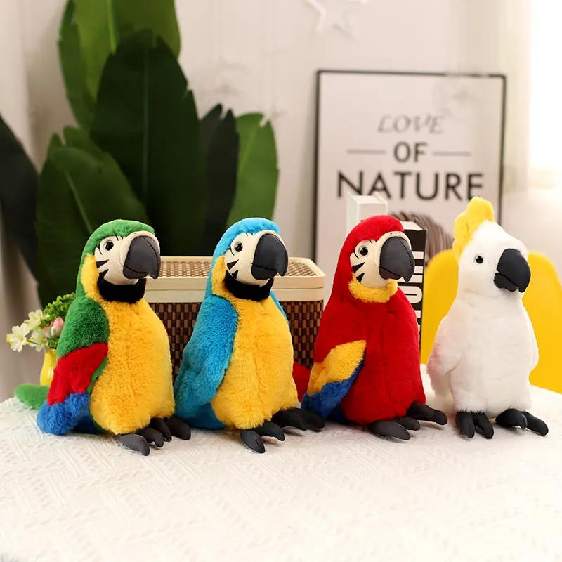 25cm Lifelike Parrot Plush Toy Simulation Macaw Doll Cartoon Stuffed Bird Animal Plush Doll Birthday Gift for Kids Home Decor