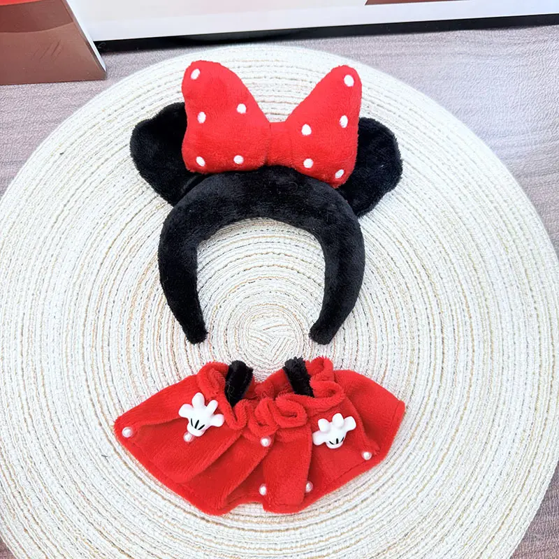 17cm Labubu V1 V2 Vinyl Doll Clothes Handmade Mickey Mouse Costume Polka Dot Dress Set Bow Headwear Quality Gift