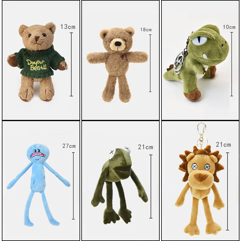 Cute Cartoon Animal Plush Toy Keychain Backpack Keychain Long Leg Frog Bear Lion Bread Dog Teddy Bear Expression Doll Cute Gift