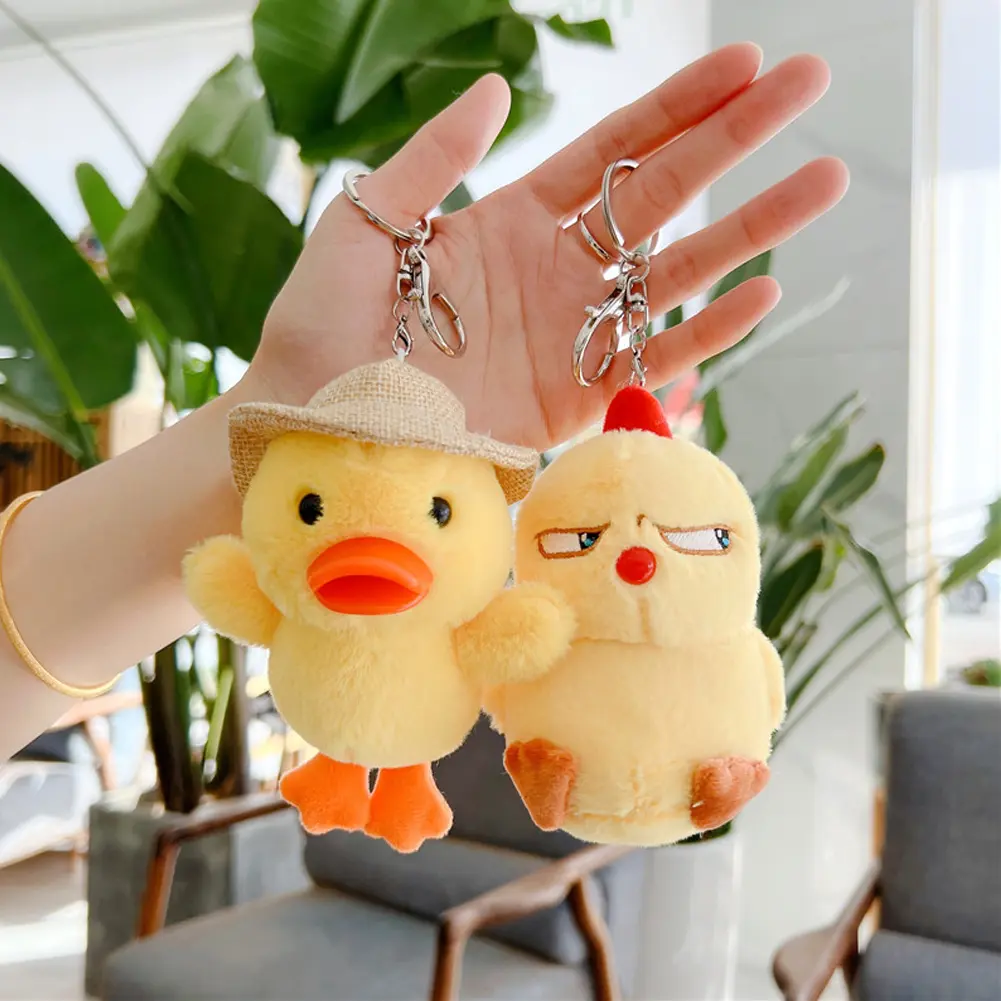 Cute Duck Doll Key Chain Bag Pendant 10/12cm Cute Duck Angry Chicken Plush Toys for Kids Children Birthday Christmas Gifts Toys