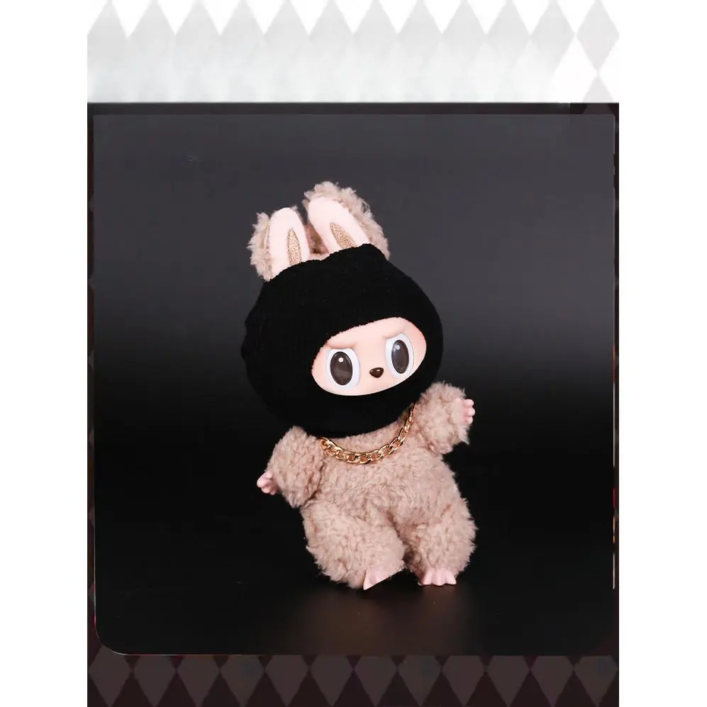 For labubu Big Into Energy Series clothes doll funny head cover mask gold necklace Travel Style Kid Toy For labubu Ropa