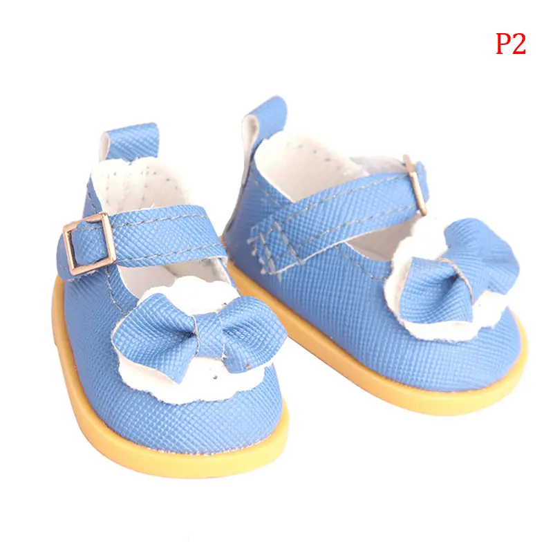 14inch PU Leather Bow Doil Doll Mini Shoes 5cm Sequin Wear For 20cm Toys American Dolls Girl's Gift