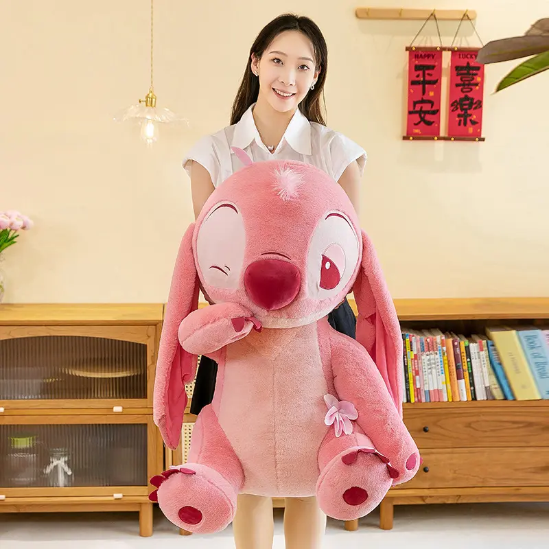 New Pink Disney Lilo & Stitch Sakura Doll Cartoon Angel Plush Toy Cute Anime Soft Stuffed Kawaii Children's Birthday Gift Girl